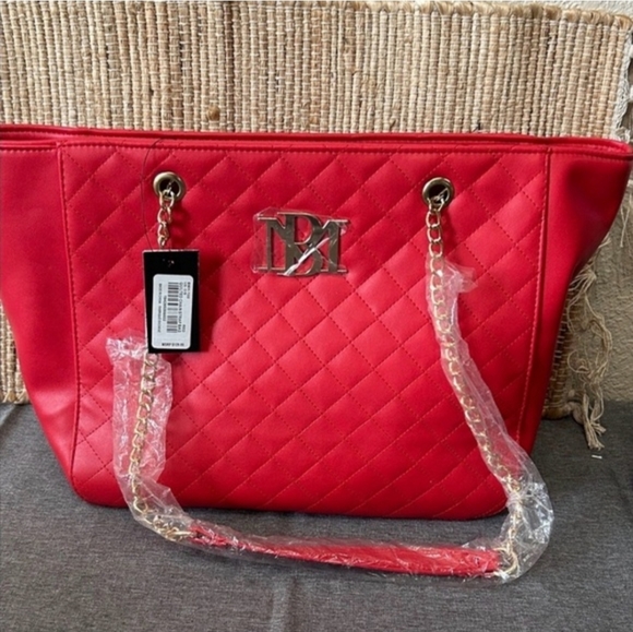 Badgley Mischka Handbags - Badgley Mischka Red Quilted Tote